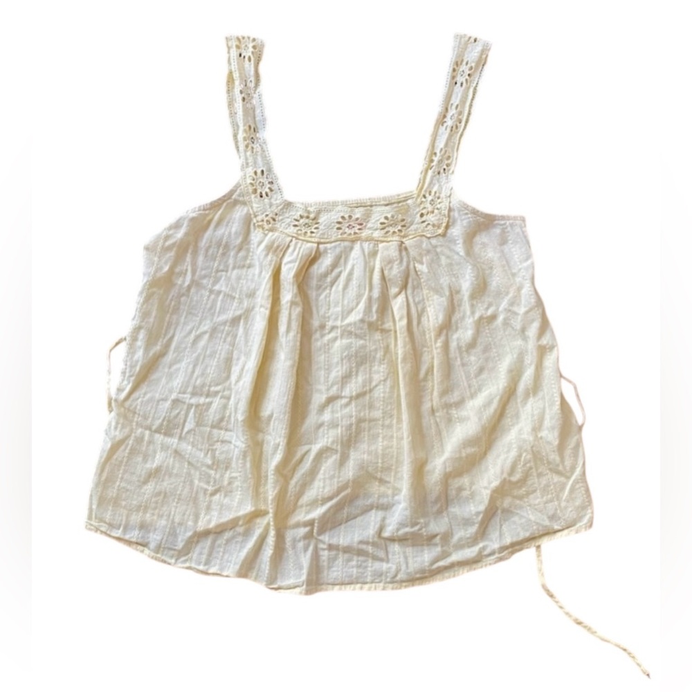 pastel yellow embroidered tank top
